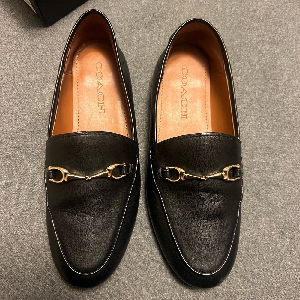 COACH Women’s Haley Black Leather Horsebit Loafers